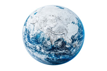 Obraz premium A detailed view of Earth from space, showcasing its vibrant blue oceans and diverse landmasses against a dark backdrop.