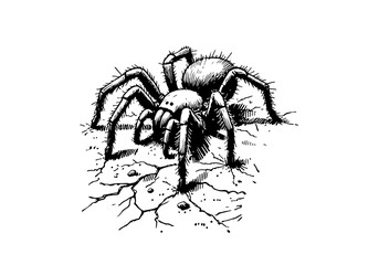 Spider hand drawn Illustration Sketch Vector Isolated
