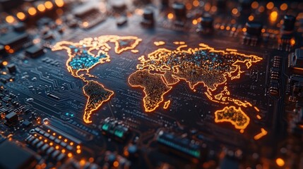 Global network circuit board map