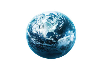 A stunning visual representation of Earth showcasing its blue oceans and white clouds, floating in space against a black background.