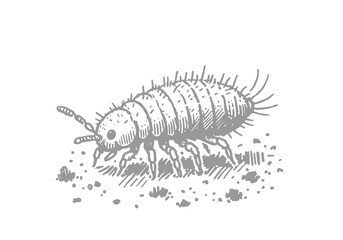 Springtail hand drawn Illustration Sketch Vector Isolated