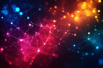 Fototapeta premium Abstract Network Connections Illuminated In Vivid Colors