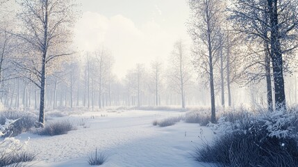 Obraz premium Frosty Morning in Snowy Grove