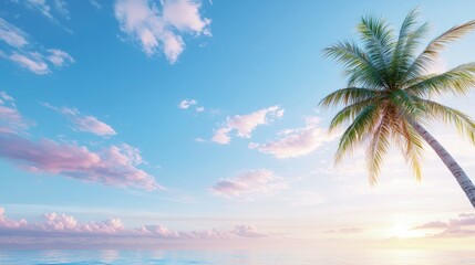 Tropical sunset beach palm tree serenity vacation