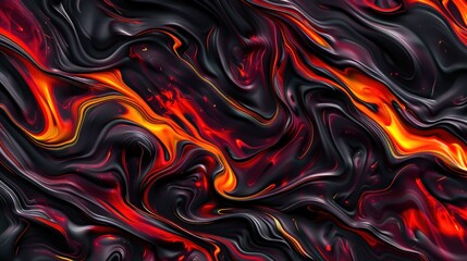 Abstract Lava Flow: A fiery digital artwork showcasing swirling, molten textures in shades of intense orange, red, and black.