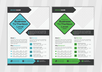 A bundle of 2 templates of different colours a4 flyer template. Modern business flyer template,  Creative professional editable vector template design.