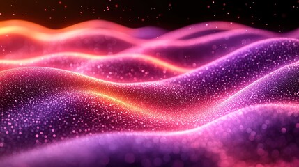 Fototapeta premium Glowing Particle Waves, Abstract Background, Digital Art
