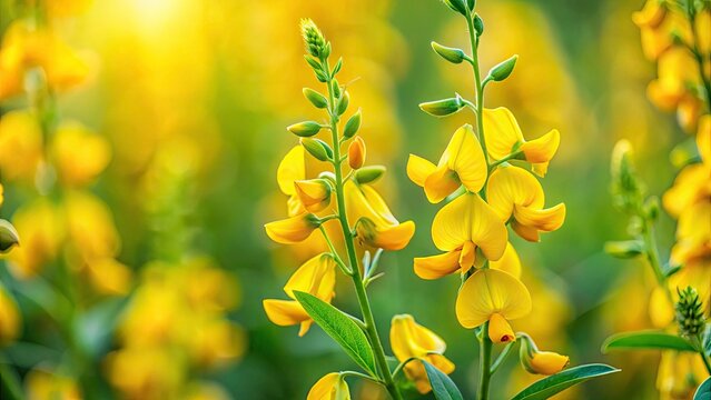 Rattlebox Crotalaria Retusa: Vibrant Yellow Wildflower Portrait Photography
