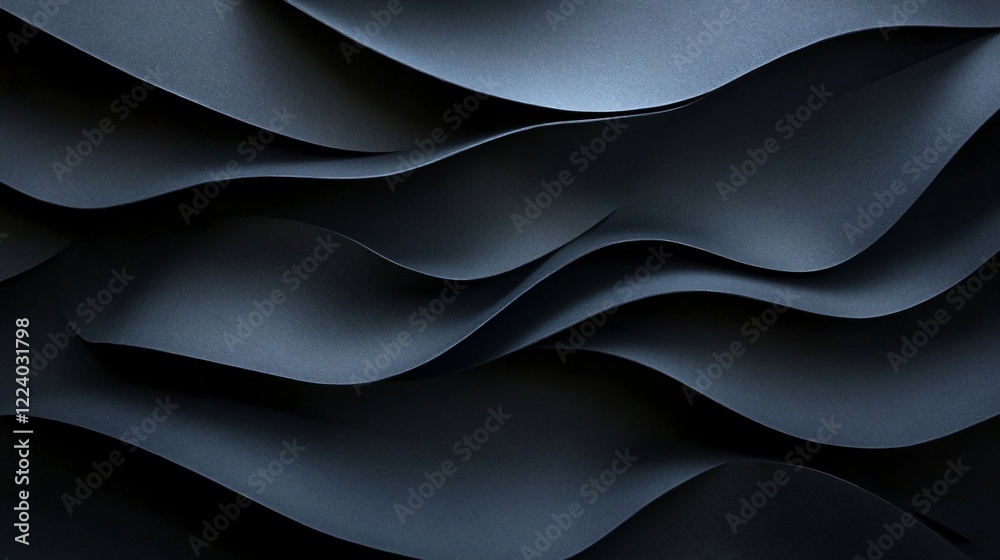 Sticker abstract dark grey paper waves undulating texture background design