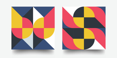 Colorful Mosaic Covers Design. Minimal Geometric Pattern. Abstract Vector Pattern Design In Scandinavian Style For Branding  Web Banner  Business  Fashion  Prints On Fabric.