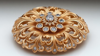 Gold Diamond Brooch Studio Shot