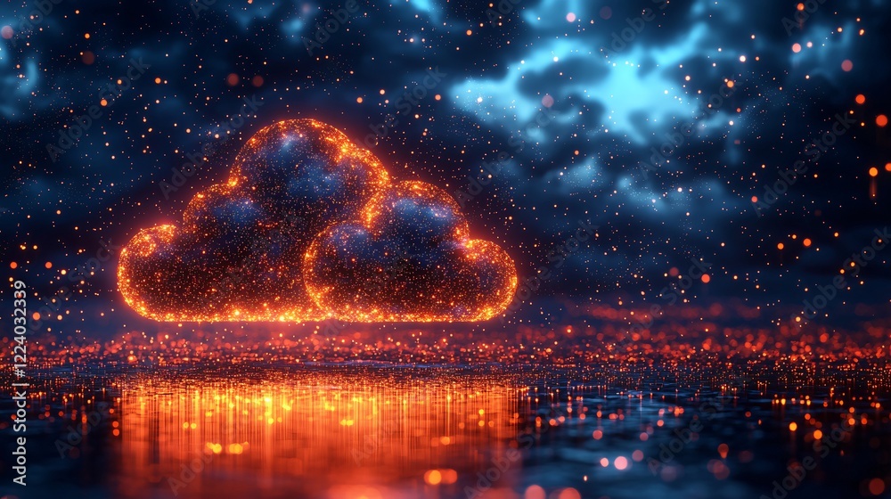 Wall mural glowing nebula cloud computing concept digital transformation innovation and technology
