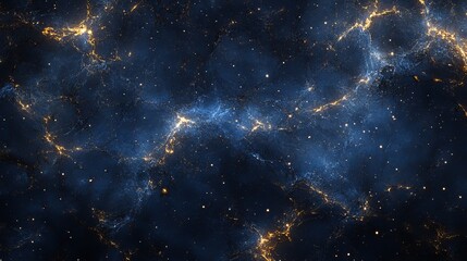Fototapeta premium Vast Expanses of Deep Dark Blue Space Adorned with Countless Twinkling Yellow Stars Creating a Breathtaking Celestial Scene Evoking Wonder and Tranquility in the Night Sky