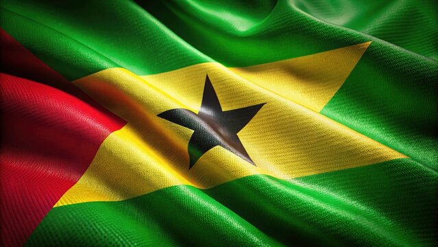 Sao Tome & Principe National Day Macro Flag Photography: July 12th Celebration Close-up Details