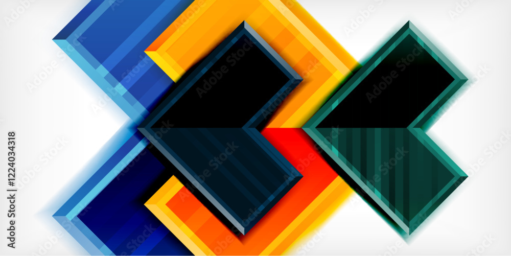 Poster Arrow symbols created with 3d effects and line texture geometric abstract background