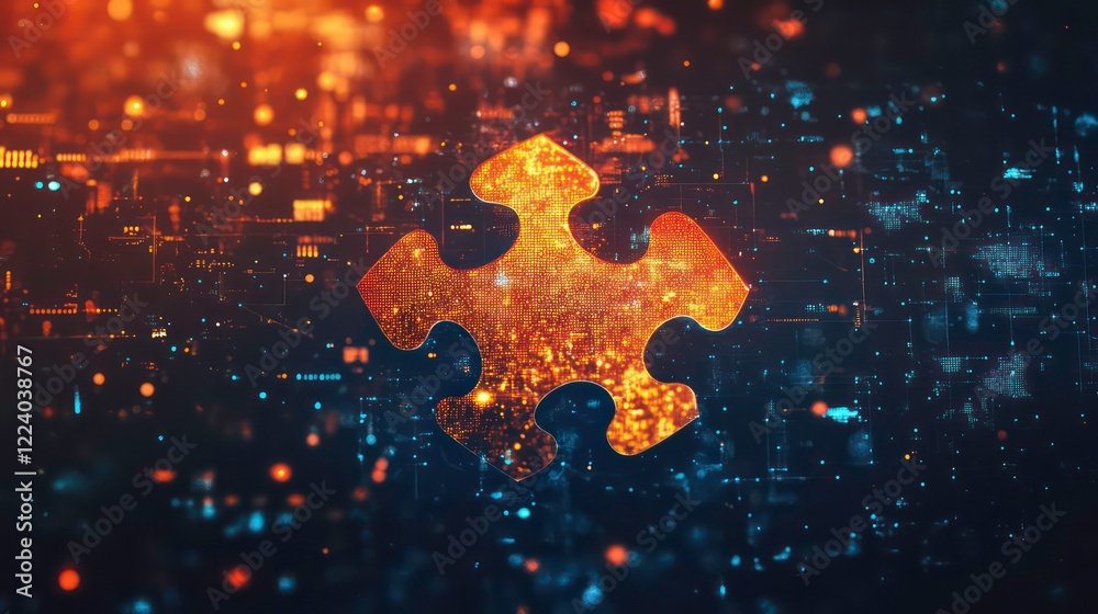 Poster an abstract technology-themed image showcasing a puzzle piece symbolizing api integration within a d