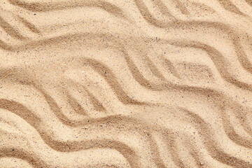 Texture of beach sand with waves as background