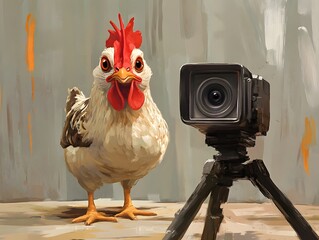 Funny Chicken Filming Video Production Art