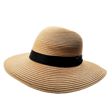 recommend clip art: Elegant Straw Hat with a Chic Black Ribbon