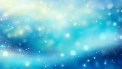 Fototapeta premium きらめく幻想的な壁紙、背景（青、水色、水彩画風イラスト）