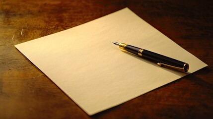 A clean desk with a blank paper and pen, inviting users to write their goal-setting plans.
