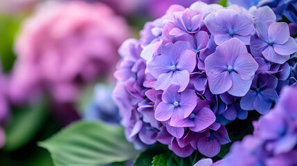 Vibrant purple hydrangea flowers in full bloom highlighting rich color and natural beauty : Generative AI