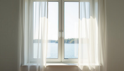 Serene Open Window with Sheer Curtains