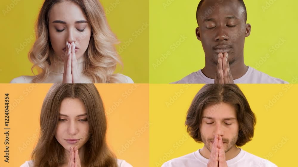 Poster a collection of diverse people showcasing various emotions with their gestures. these multiracial in
