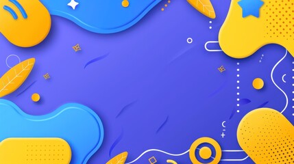 Fototapeta premium Vibrant Abstract Background: Blue and Yellow Fluid Shapes