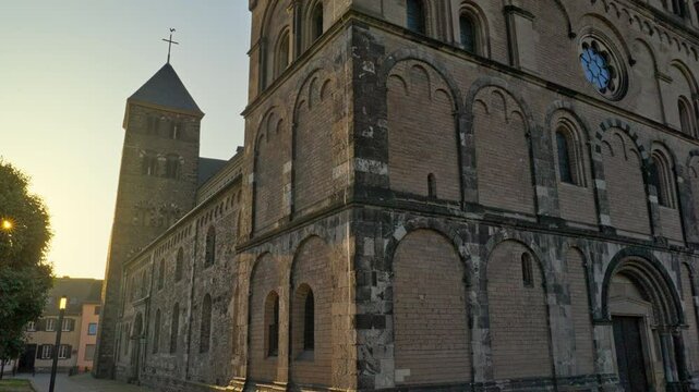Mariendom Cathederal during a picturesque cloudless sunrise in Andernach, Germany