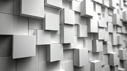 Obraz premium Abstract White Cubes Geometric Pattern Wall