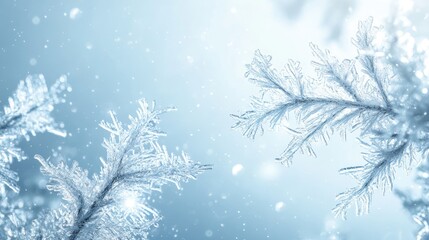 Clear winter sky with pale blue tones and frosty air visible in the atmosphere.