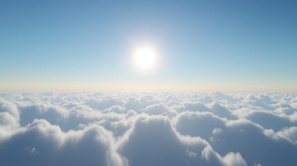 Fototapeta premium Midday sky with a bright sun at its peak, surrounded by clear blue and minimal cloud cover.