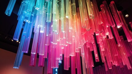 Obraz premium Radiant, prism-like spectrum of light cascading downward, evoking a futuristic vibe.