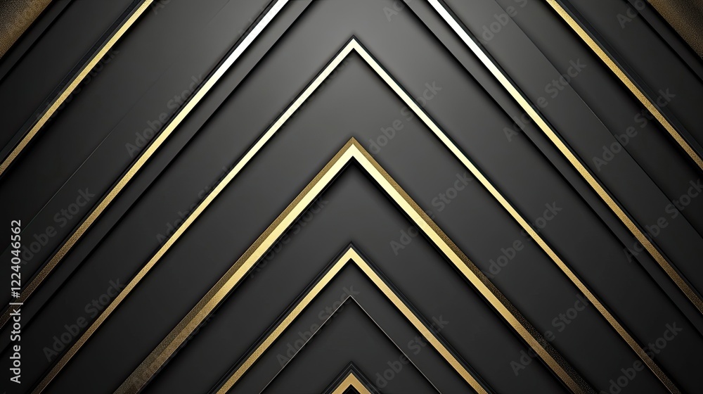 Poster sharp, angular lines in metallic colors creating a futuristic abstract design with depth and dimensi