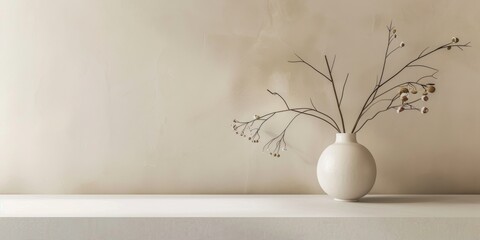 A minimalist aesthetic featuring a light cream ivory backdrop, Balanced composition and smooth surfaces, Contemporary minimalist style