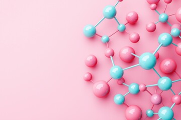Atoms and bonds exploring a pastel abstract molecular network