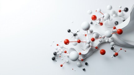 Molecular network of atoms and bonds abstract art digital design