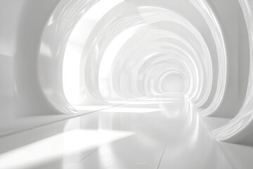 Fototapeta premium White tunnel with light streaming in, creating a mesmerizing glow within the enclosed space.