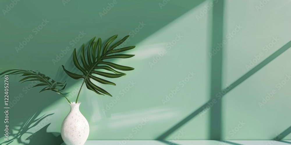 Poster a minimalist aesthetic featuring a light emerald green backdrop, minimalist design elements arranged