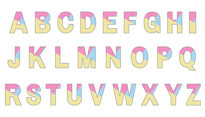 set of colorful line alphabet vector design