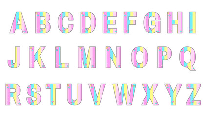 set of colorful line alphabet vector design