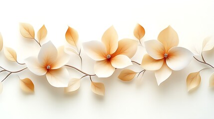 Fototapeta premium Elegant Beige Flowers and Leaves Branch Arrangement