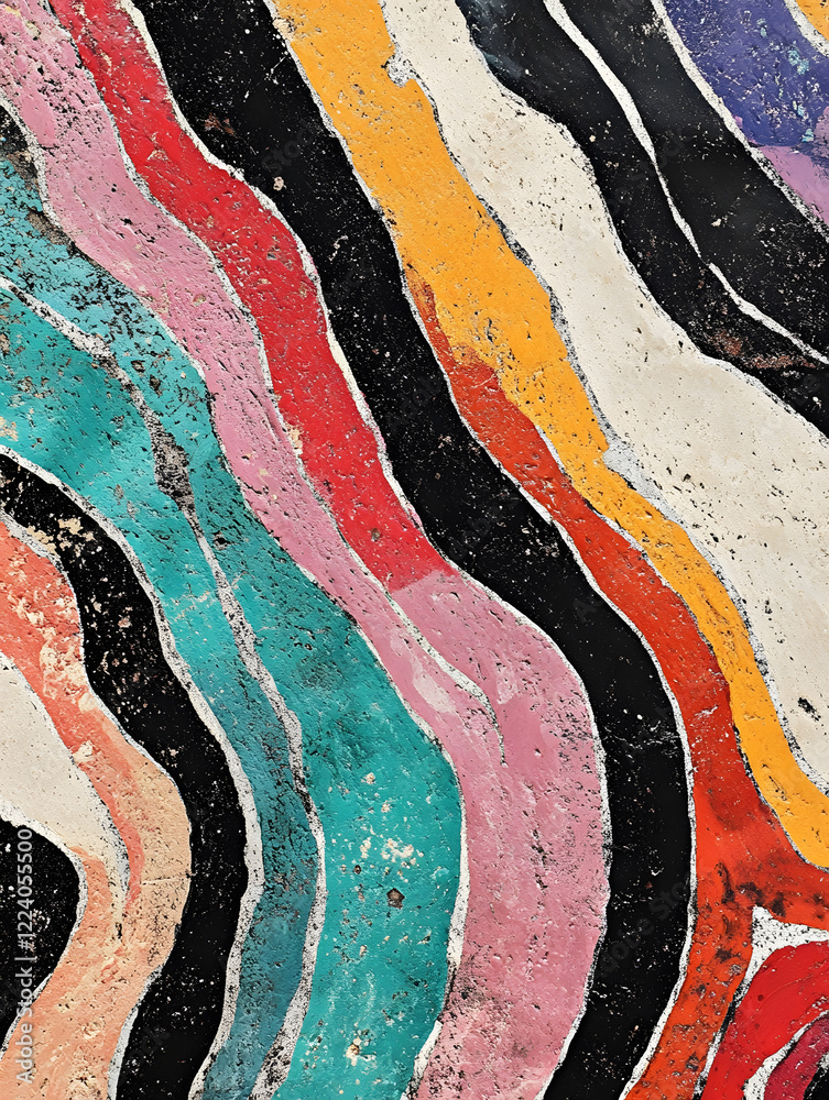Aufkleber vibrant abstract background with wavy multicolor stripes for modern artistic design projects : gener