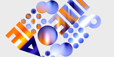 Simple shapes - circles, triangles, rectangles abstract background. Vector Illustration For Wallpaper, Banner, Background, Card, Book Illustration, landing page