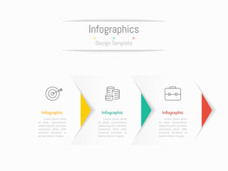 Infographic 3 options design elements for your business data in paper style. Vector Illustration.