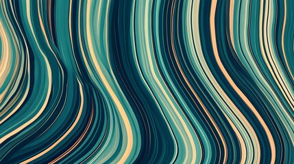 Abstract teal, beige, and black wavy lines background.