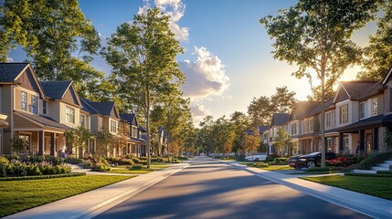 Cozy suburban neighborhood with tree-lined streets, single-family homes, and inviting ambiance 