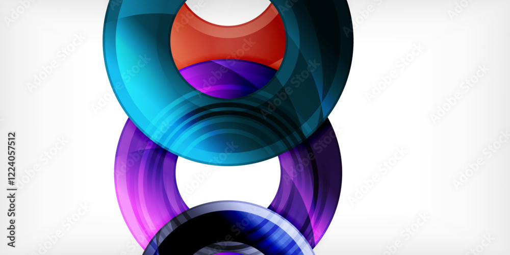Poster bright colorful circles with light effects. abstract background