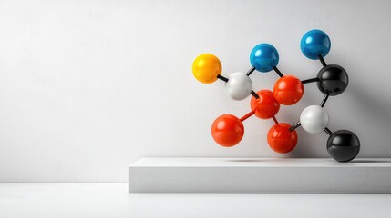 Atoms and bonds colorful molecular network in abstract display